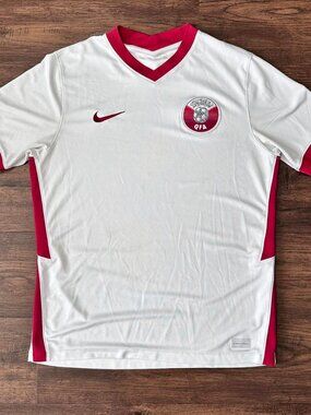 NIKE QATAR QFA AWAY STADIUM JERSEY WHITE / RED - L